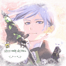 a drawing of a man with a sword and the words silver only de ezra on the bottom