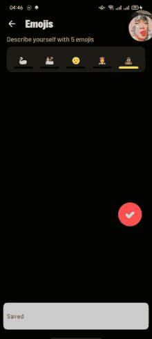 a screenshot of a phone screen that says emojis and describe yourself with 5 emojis