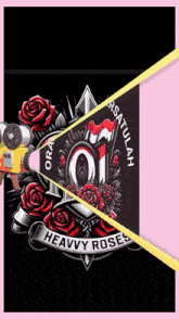 a heavy roses logo with roses and a camera