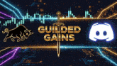 a poster for guilded gains with a bull and a sword on it