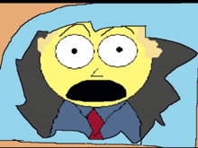 a cartoon drawing of a man with a surprised expression on his face