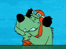 a cartoon dog wearing a pilot hat and goggles