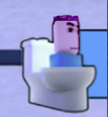 a cartoon character wearing a purple crown sitting on a toilet
