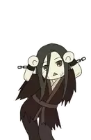 a drawing of a person with chains around their ears