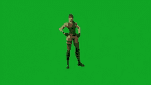 a woman is dancing on a green screen in a video game .