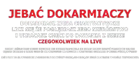 a white background with red text that says jebac dokarmiaczy