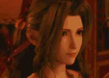 a close up of a woman 's face in a video game .