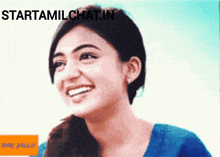 a picture of a smiling woman with the words starttamilchat.in above her
