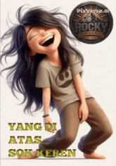 a cartoon girl is laughing and wearing a shirt that says rocky on it