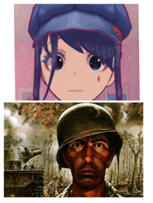 a picture of a girl and a picture of a man with a helmet on