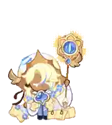 a cookie from a video game is holding a wand and a heart .