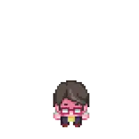 a pixel art of a man wearing glasses and a tie