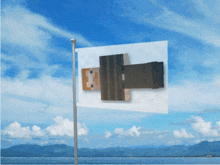 a flag with a picture of a person on it
