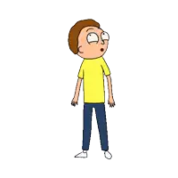 a cartoon of a man in a yellow shirt and blue pants standing on a white background .