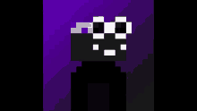 a pixel art of a minecraft character with a purple background and sunglasses .