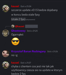 a screenshot of a conversation between kausel and ghostowwwy