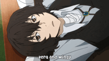 a cartoon character laying down with the words vera and wingy above him