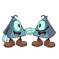 a couple of cartoon characters shaking hands with each other