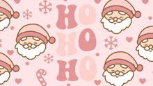 a seamless pattern of santa faces with the words ho ho ho on a pink background