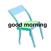a pink and yellow chair with the words good morning written on it
