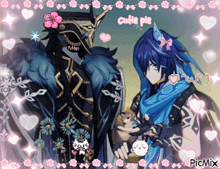 a picture of two anime characters with the words cutie pie on it