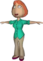 a 3d model of lois griffin from family guy standing with her arms outstretched