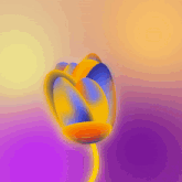 a painting of a flower with a purple and orange background