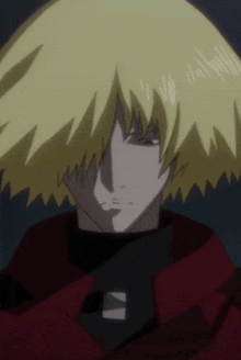 a close up of a person 's face with the letter m on their shirt