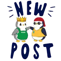 a couple of penguins standing next to each other with the words new post above them