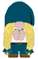 a pixel art of a man wearing a blue hat and yellow sleeves