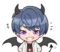 a cartoon of a boy with horns and wings