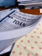 a book titled toan is laying on a table