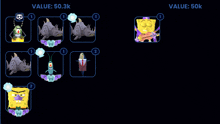 a screenshot of spongebob squarepants characters with a value of 50k