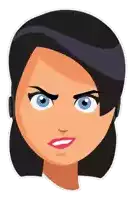 a cartoon of a woman 's face with an angry look on her face