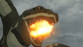 a snake with a flame coming out of it 's mouth