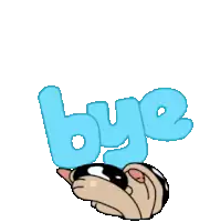 a cartoon dog with big black eyes and a sad look on his face