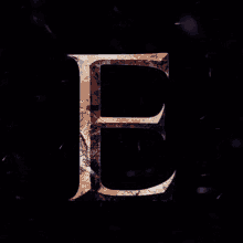 a letter e is displayed on a black background
