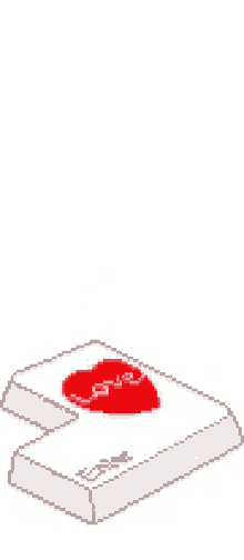 a white box with a red heart on it and hearts flying out of it .