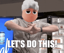 a man in a suit and tie says let 's do this while making a funny face