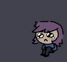 a cartoon of a girl with purple hair is crying