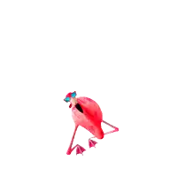 a pink flamingo with a long neck and feet