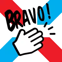 a hand is applauding with the word bravo above it