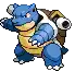 a pixel art drawing of a blue and yellow turtle .
