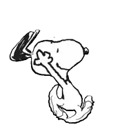 a black and white drawing of snoopy holding a flower in his mouth .