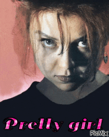 a picture of a woman with the words pretty girl in pink