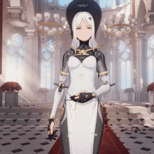 a woman in a futuristic outfit with the number 1 on her chest is standing in a hallway