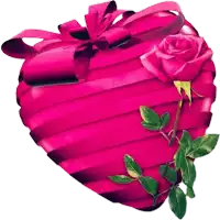 a pink heart with a rose on it
