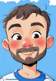 a cartoon drawing of a man with a beard smiling