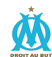 a logo for droit au but with a blue m and a gold star