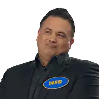 a man with a name tag that says david on it